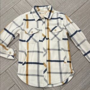 Thread & Supply Women’s Plaid Shirt in Cream, Blue, and Tan